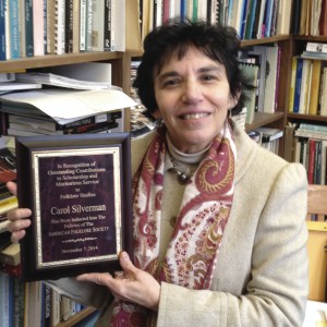 Carol Silverman with plaque